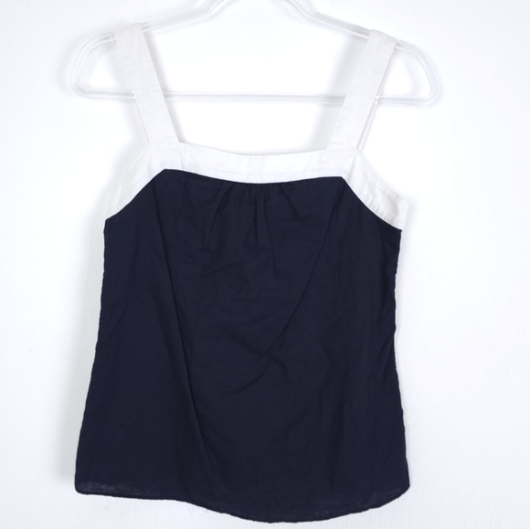 Boden Santorini Linen Blen White Blue Top Size 2 - Picture 1 of 9